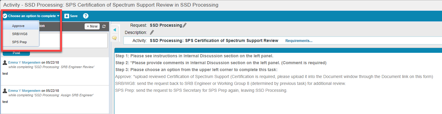 Certification of Spectrum Support Review Completion Options